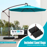 10 Ft Patio Umbrella Offset Cantilever Umbrella with 40 Solar Powered Lights-Turquoise