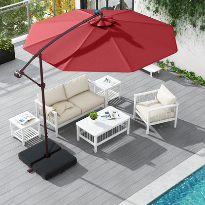 10 Ft Patio Umbrella Offset Cantilever Umbrella with 40 Solar Powered Lights