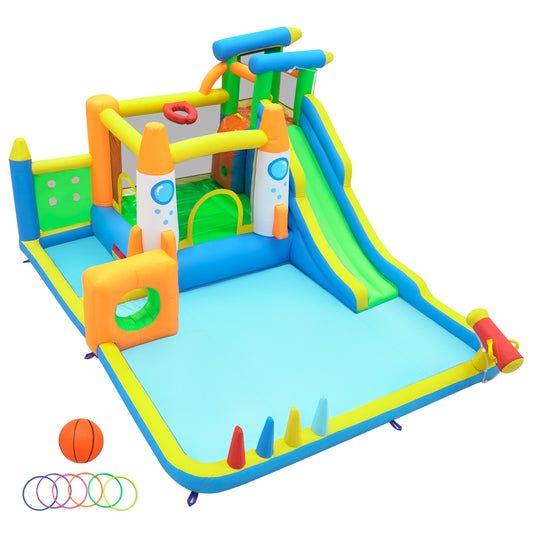 10-in-1 Inflatable Bounce House with Water Slide and Ball Pit