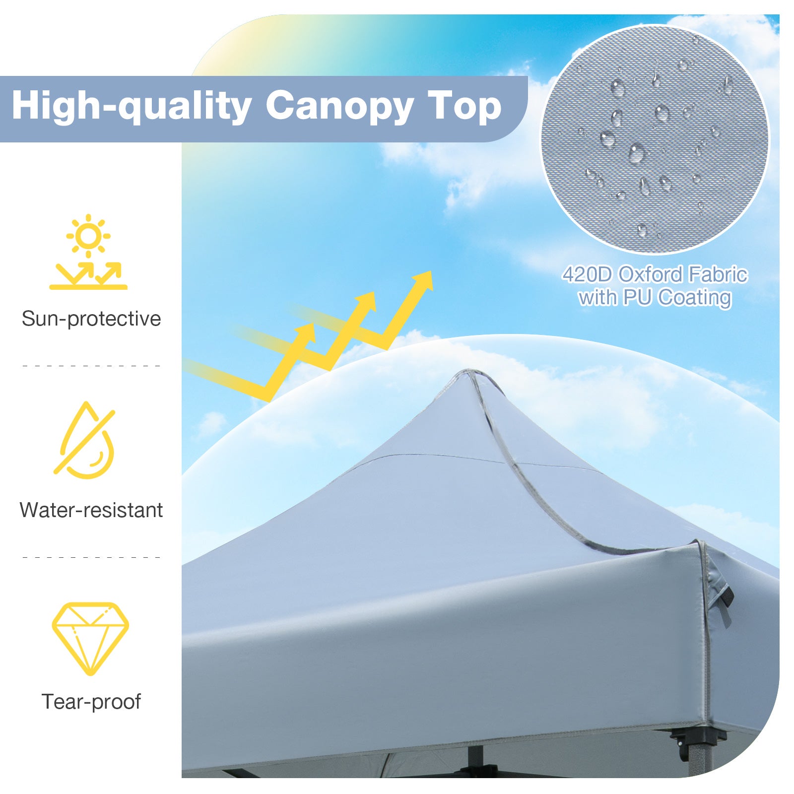10 x 10 FT Outdoor Pop up Canopy Tent Easy Setup Gazebo Shelter with Wheeled Bag-Gray