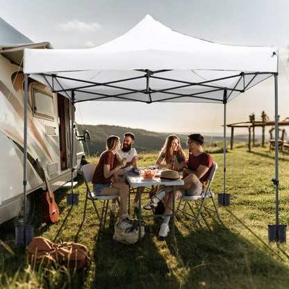 10 x 10 FT Outdoor Pop up Canopy Tent Easy Setup Gazebo Shelter with Wheeled Bag-White