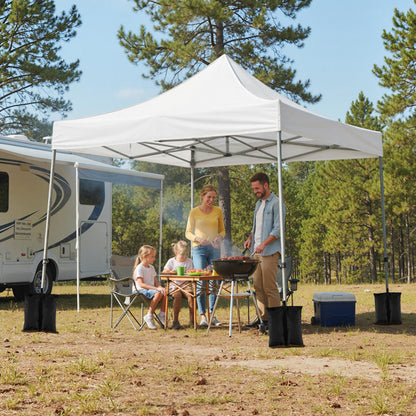 10 x 10 FT Pop up Canopy Tent with Sidewalls and Awning for Party Picnic Event-White