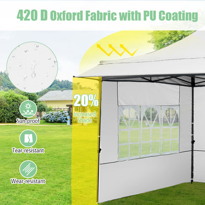 10 x 10 FT Pop up Canopy Tent with Sidewalls and Awning for Party Picnic Event-White