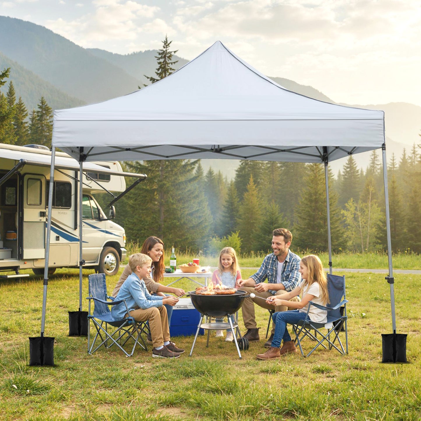 10 x 10 FT Pop up Canopy Tent with Sidewalls and Awning for Party Picnic Event-Gray
