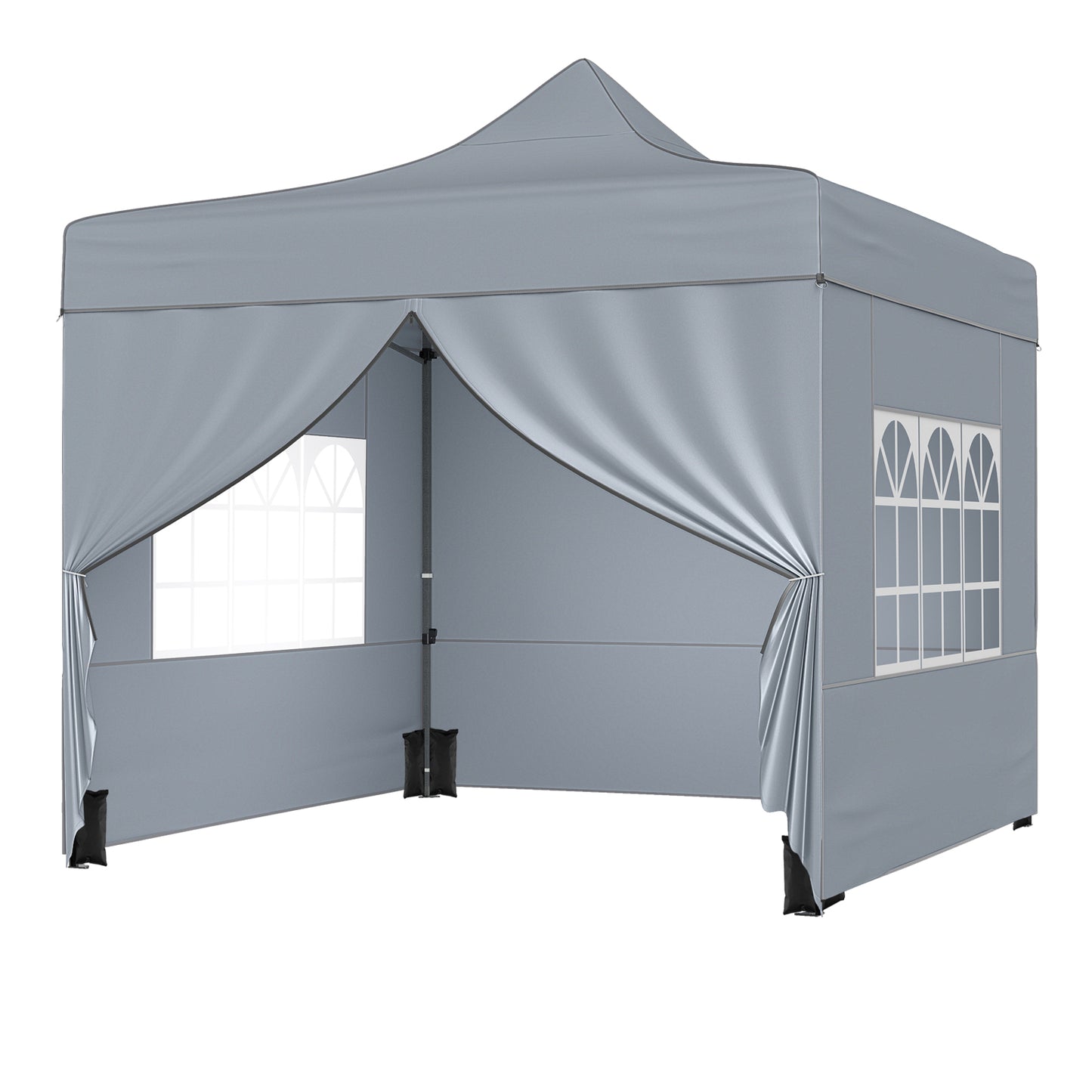 10 x 10 FT Pop up Canopy Tent with 4 Removable Sidewalls and Wheeled Bag-Gray