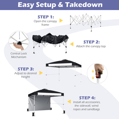 10x10 Pop-Up Canopy Tent with Roller Bag and Adjustable Height