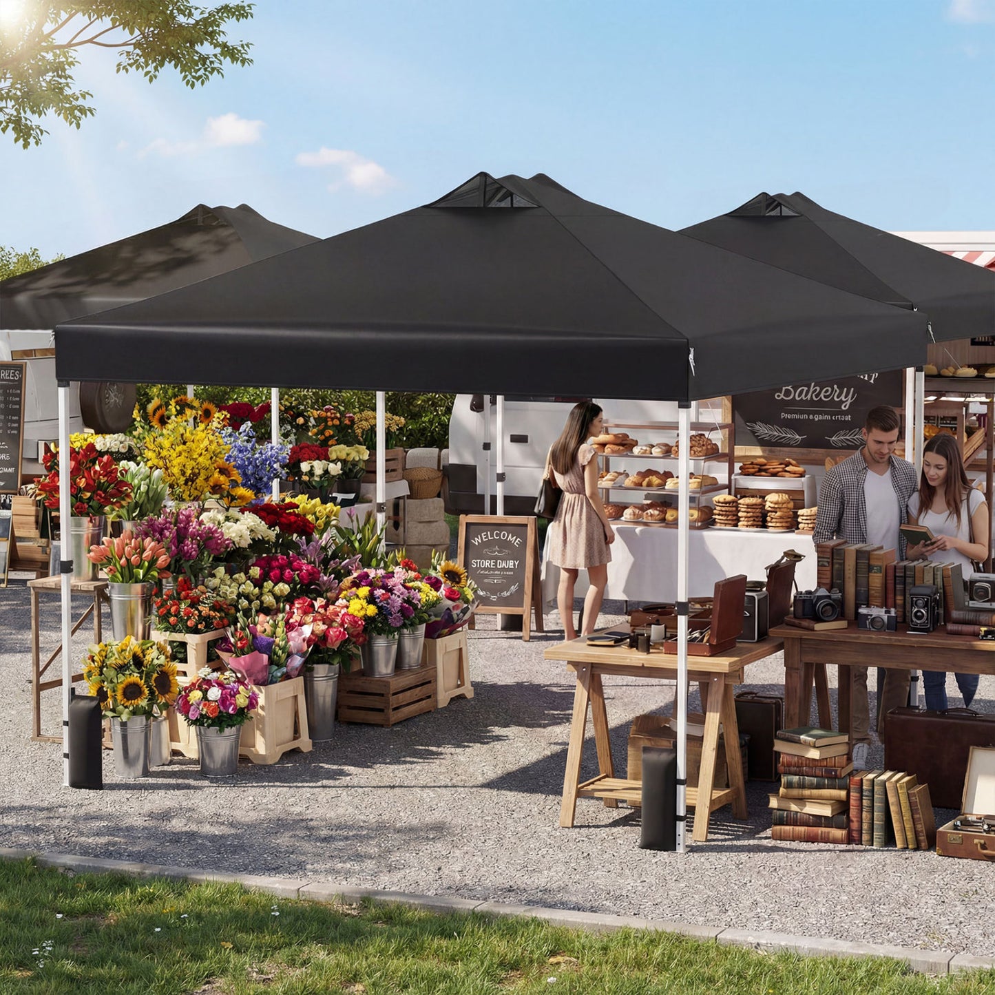 10 x 10 Feet Outdoor Commercial Pop up Canopy Tent-Black