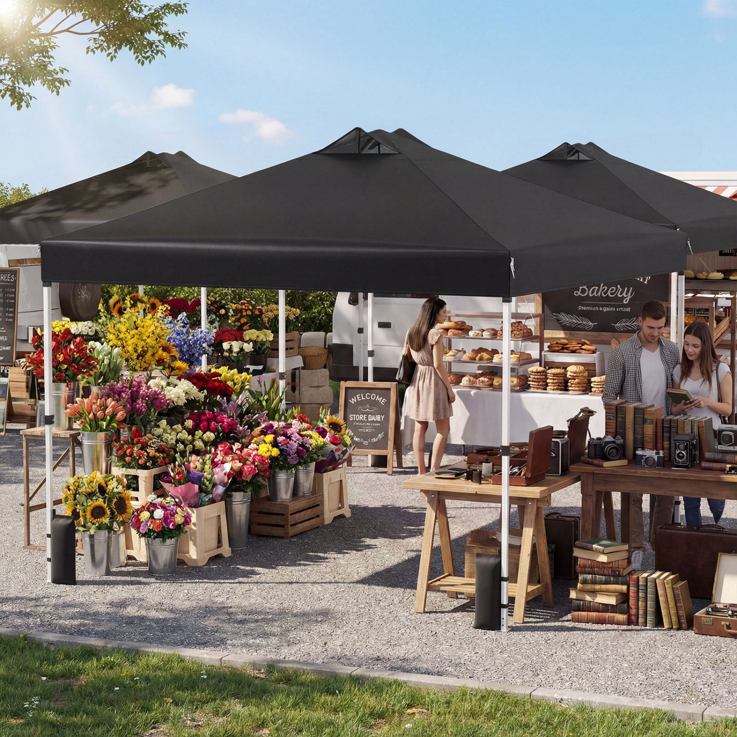 10 x 10 Feet Outdoor Commercial Pop up Canopy Tent-Black