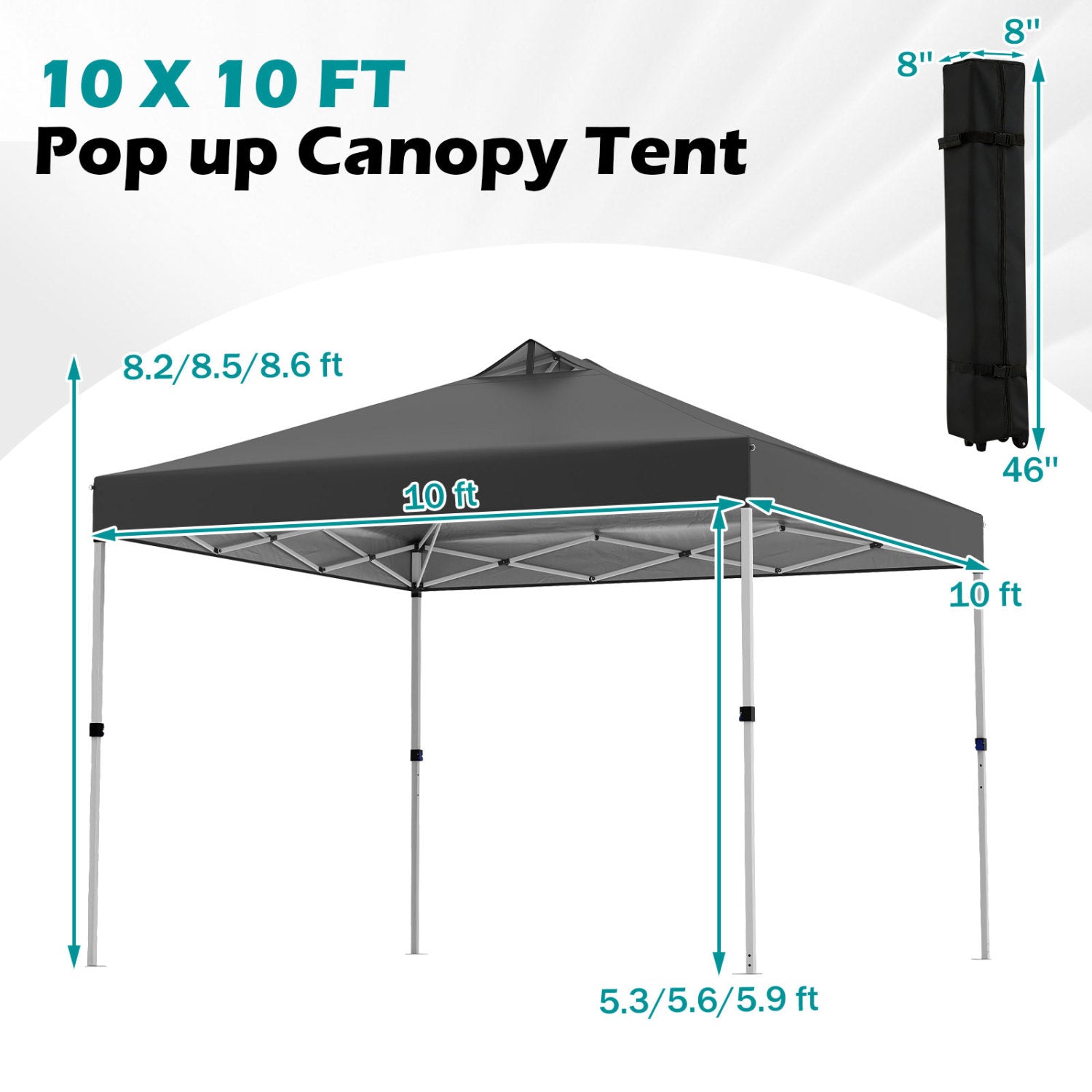 10 x 10 Feet Outdoor Commercial Pop up Canopy Tent-Black