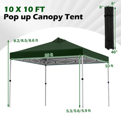 10 x 10 Feet Outdoor Commercial Pop up Canopy Tent-Green