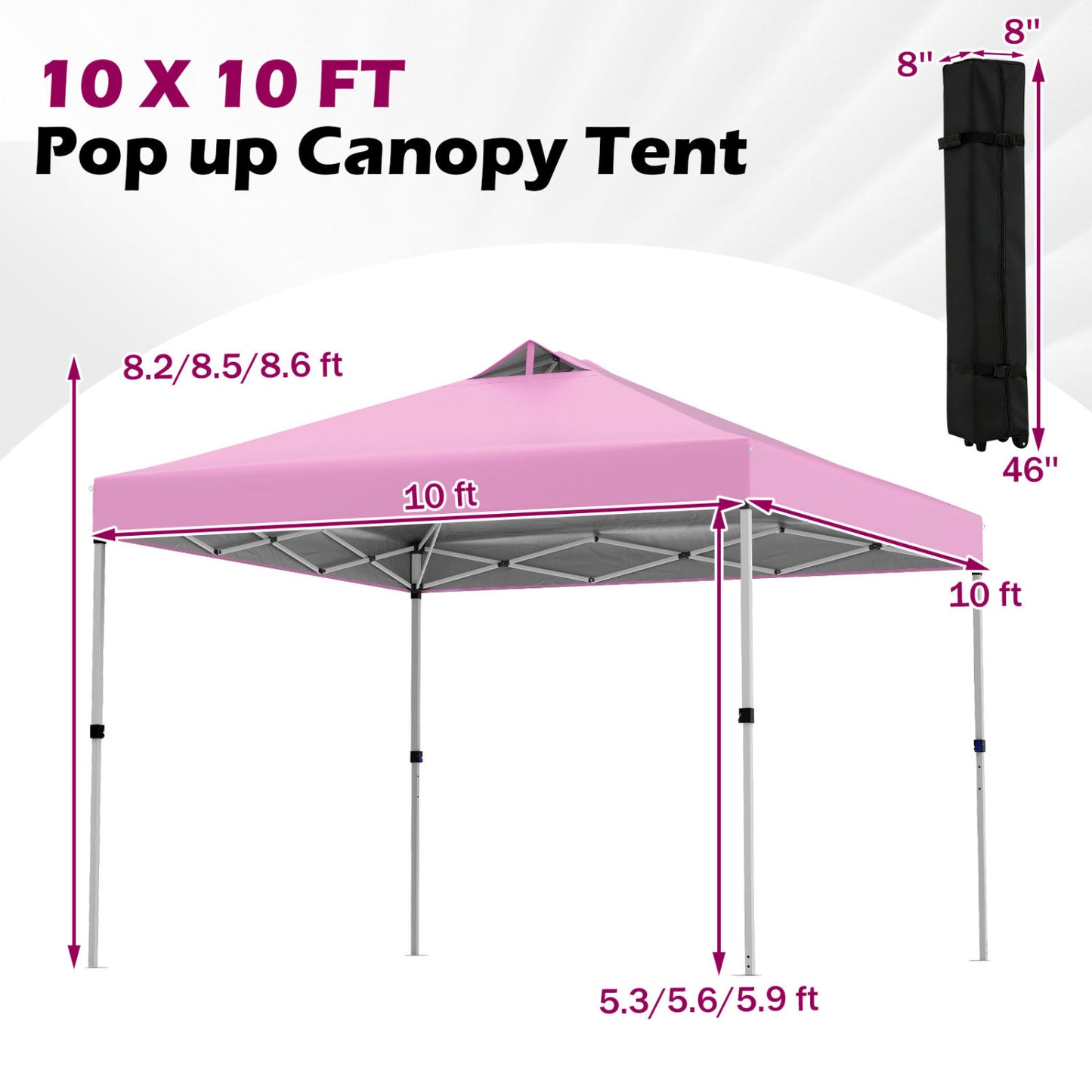 10 x 10 Feet Outdoor Commercial Pop up Canopy Tent-Pink