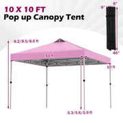 10 x 10 Feet Outdoor Commercial Pop up Canopy Tent-Pink