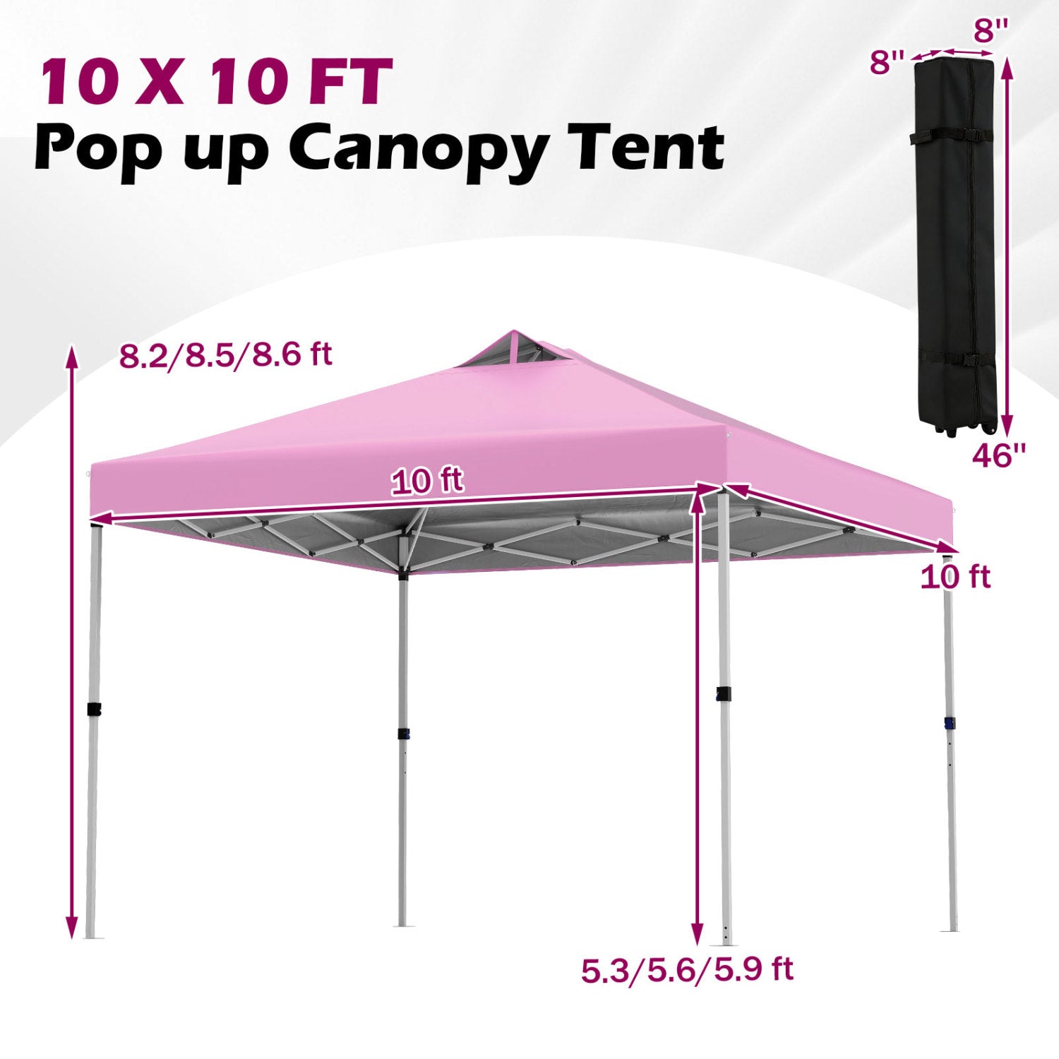 10 x 10 Feet Outdoor Commercial Pop up Canopy Tent-Pink