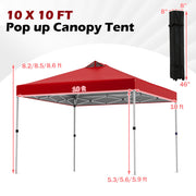 10 x 10 Feet Outdoor Commercial Pop up Canopy Tent-Red