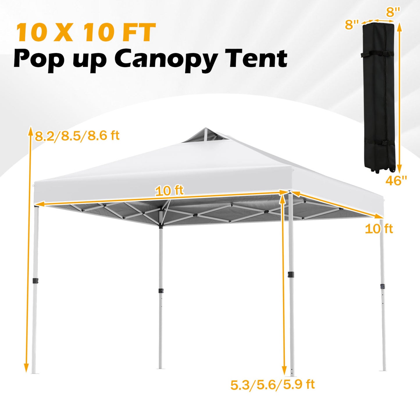 10 x 10 Feet Outdoor Commercial Pop up Canopy Tent-White