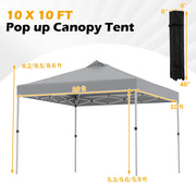 10 x 10 Feet Outdoor Commercial Pop up Canopy Tent-Gray