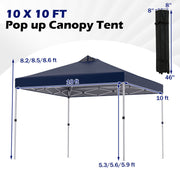 10 x 10 Feet Outdoor Commercial Pop up Canopy Tent-Blue