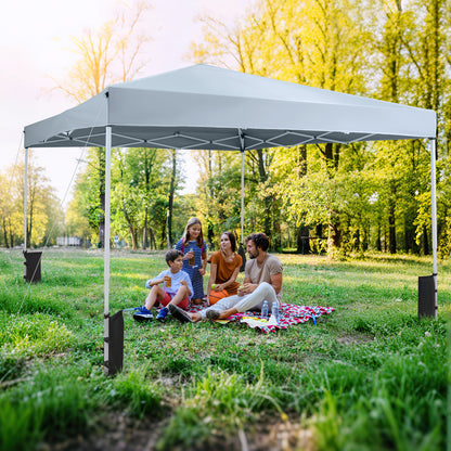 10 x 10 Feet Pop up Canopy Tent with Carrying Bag and 4 Sandbags-Gray