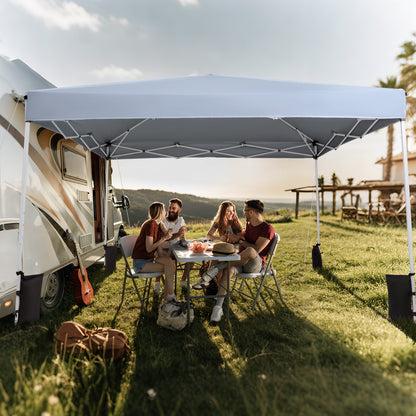 10 x 10 Feet Pop up Canopy Tent with Carrying Bag and 4 Sandbags-Gray