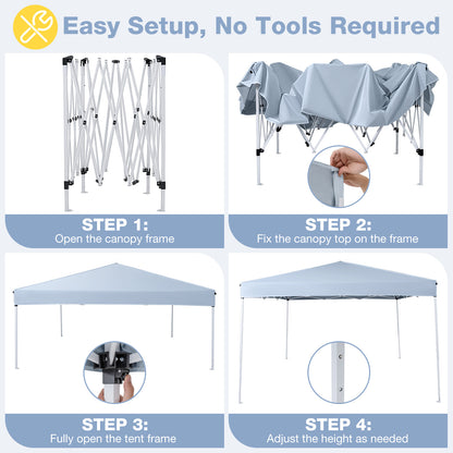 10 x 10 Feet Pop up Canopy Tent with Carrying Bag and 4 Sandbags-Gray