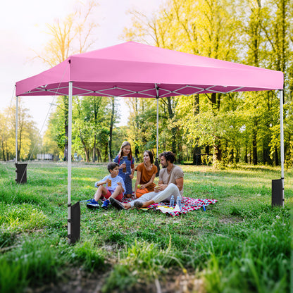 10 x 10 Feet Pop up Canopy Tent with Carrying Bag and 4 Sandbags-Pink
