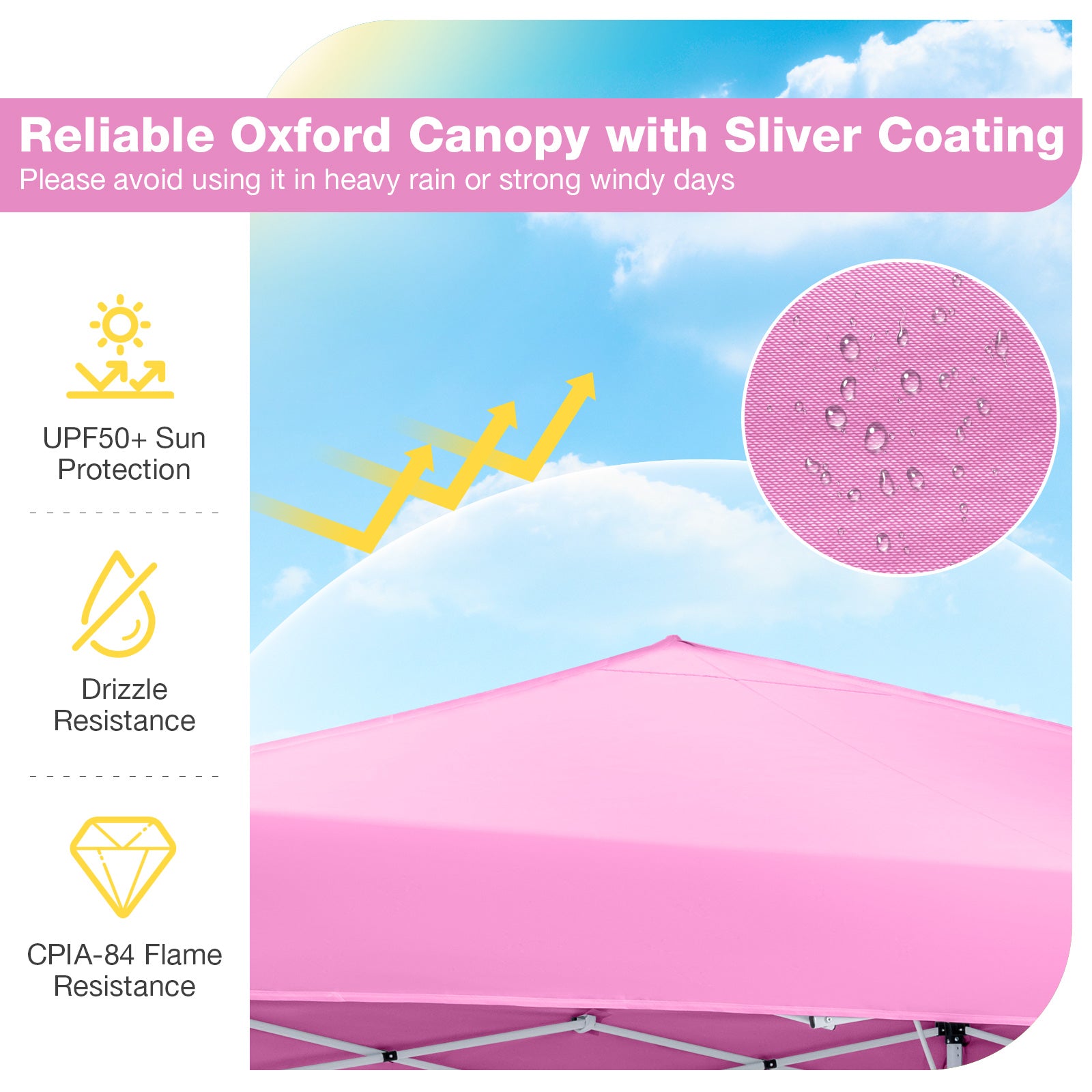 10 x 10 Feet Pop up Canopy Tent with Carrying Bag and 4 Sandbags-Pink