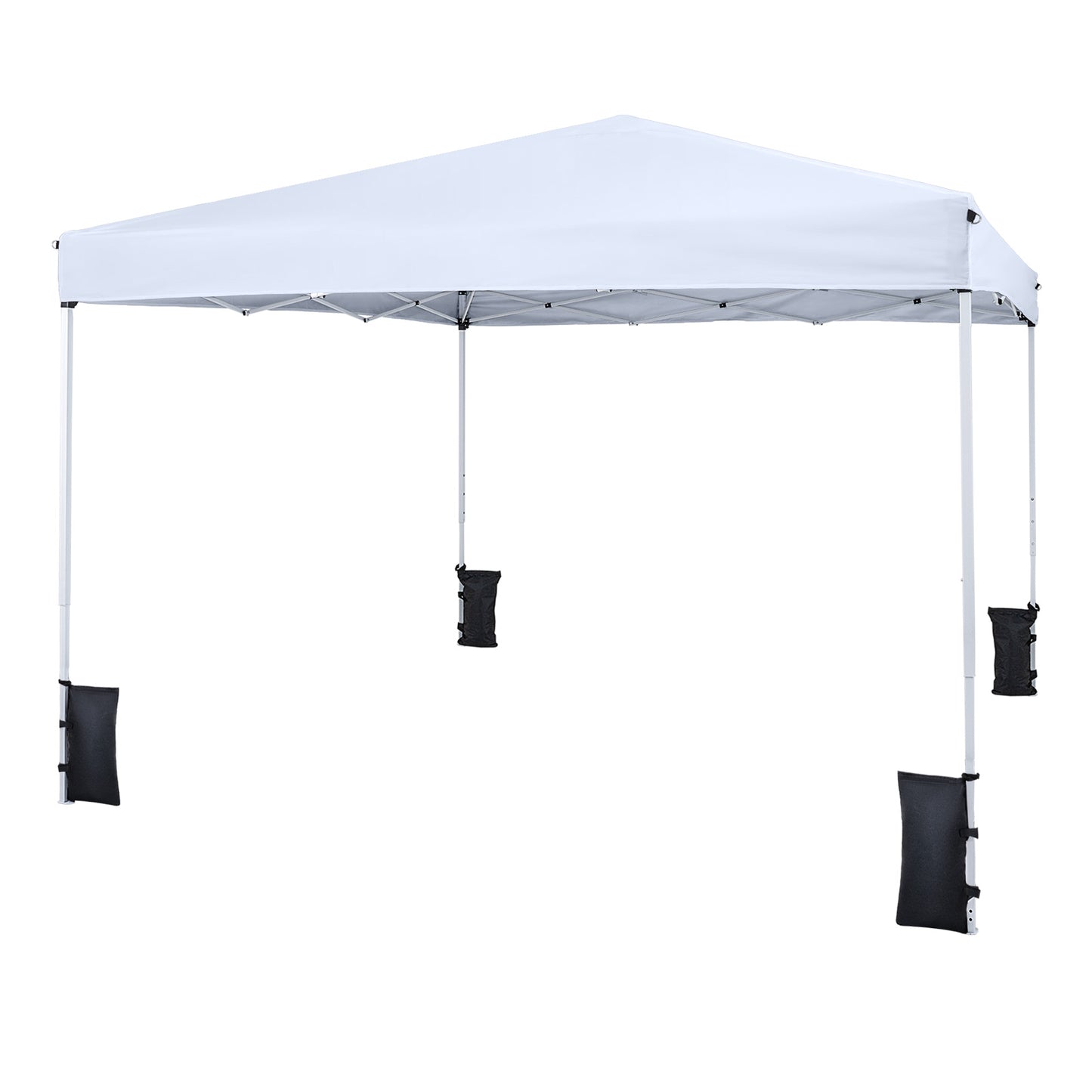 10 x 10 Feet Pop up Canopy Tent with Carrying Bag and 4 Sandbags-White