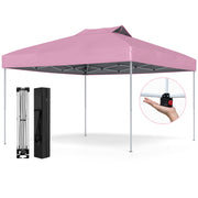 10 X 10 FT Foldable Outdoor Patio Shelter Canopy Tent with 1-Push Center Lock-Pink
