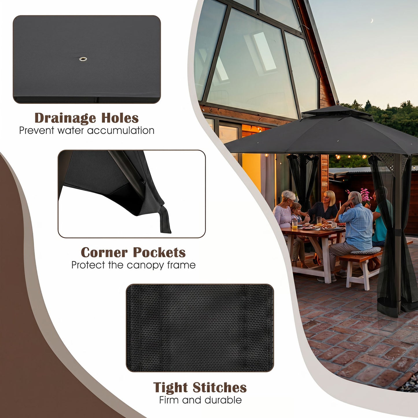 10' x 12' Gazebo Replacement Canopy Top with Air Vent