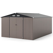 10 x 14 FT Outdoor Storage Shed with Improved Windproof Metal Structure-Gray