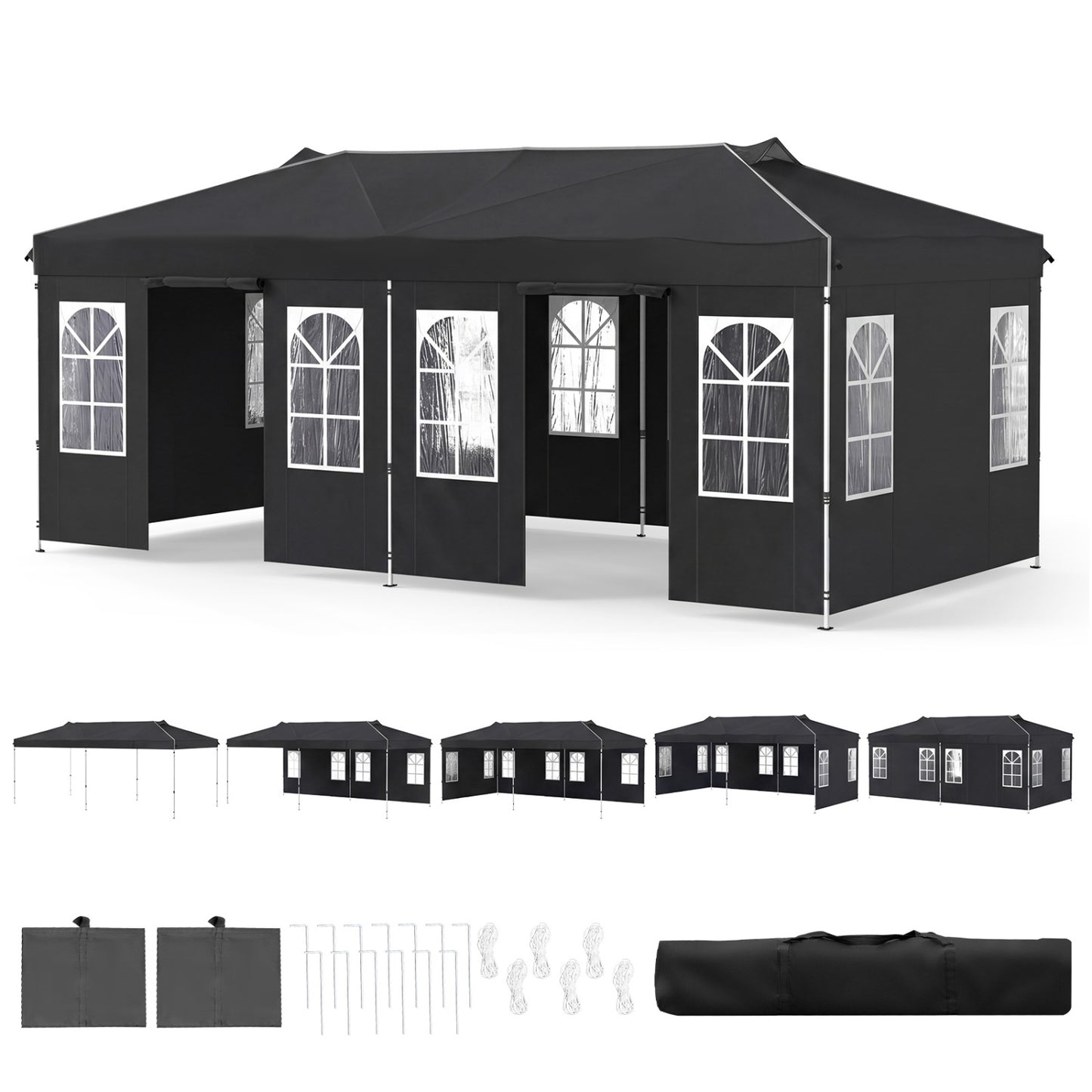Pop Up Canopy Tent 10x20 FT with 6 Sidewalls