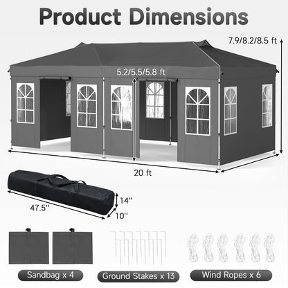 Pop Up Canopy Tent 10x20 FT with 6 Sidewalls