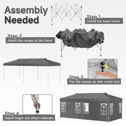 Pop Up Canopy Tent 10x20 FT with 6 Sidewalls