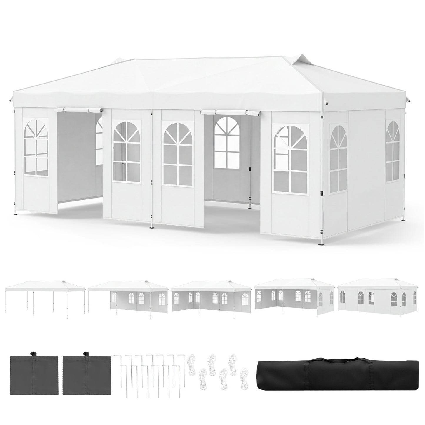 Pop Up Canopy Tent 10x20 FT with 6 Sidewalls