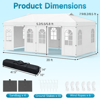 Pop Up Canopy Tent 10x20 FT with 6 Sidewalls