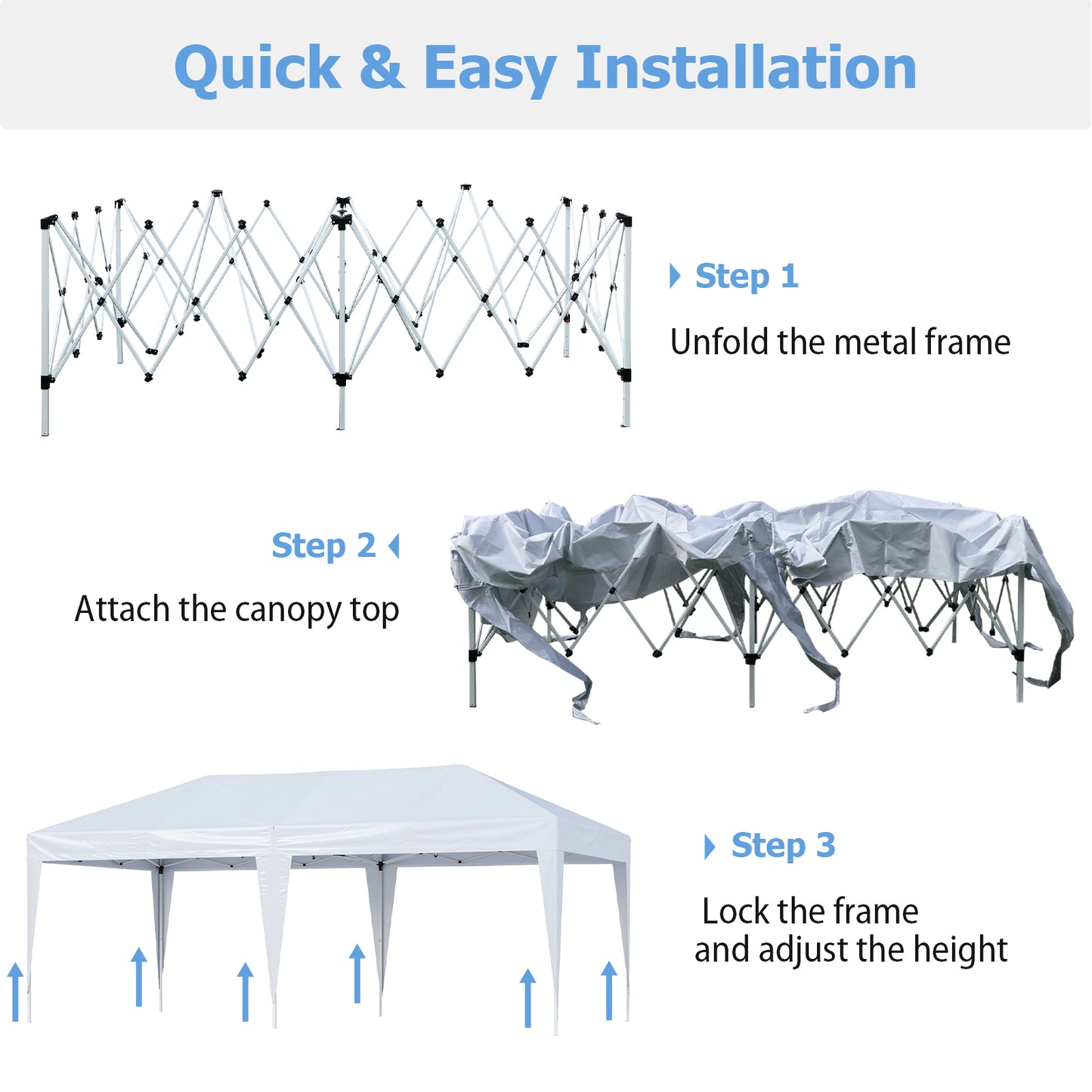 10 x 20 FT Pop up Canopy Tent with Carry Bag for Party BBQ-White