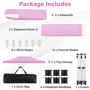 10 x 20 Feet Pop up Canopy with 6 Sidewalls Windows and Carrying Bag-Pink
