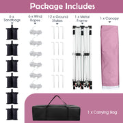 10 X 20 FT Pop up Canopy Tent Foldable Portable Outdoor Gazebo with Carry Bag-Pink