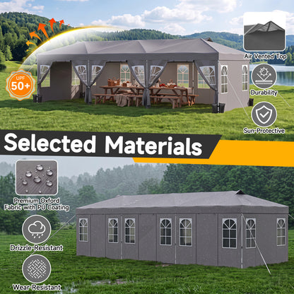 Pop Up Canopy Tent 10x30 FT with 8 Sidewalls