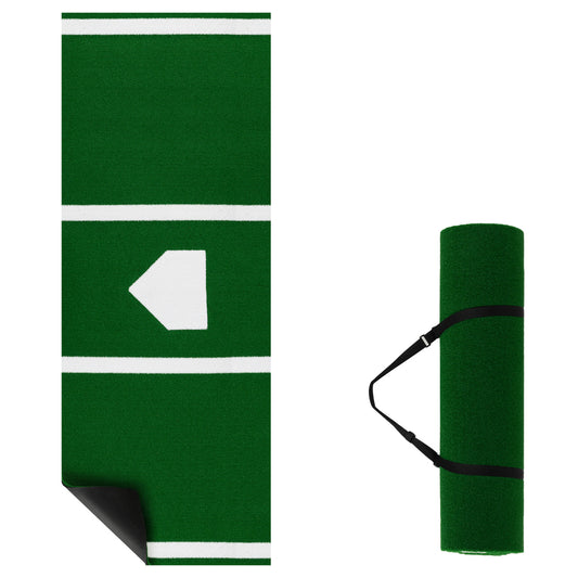 10 x 3.8 ft Baseball and Softball Hitting Mat with Home Plate-Green