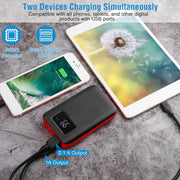 10000mAh Portable Power Bank Dual USB Charge Ports with LCD Display