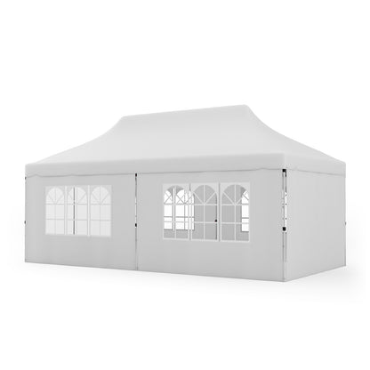 10 x 20 Feet Pop up Canopy with 6 Sidewalls Windows and Carrying Bag-Pink - White