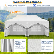 10 x 20 FT Pop up Canopy with 6 Sidewalls and Windows and Carrying Bag for Party Wedding Picnic-White