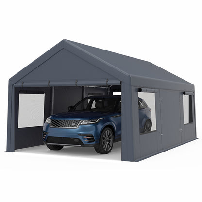 Portable Garage 10x20 FT with Dual Doors and Mesh Windows