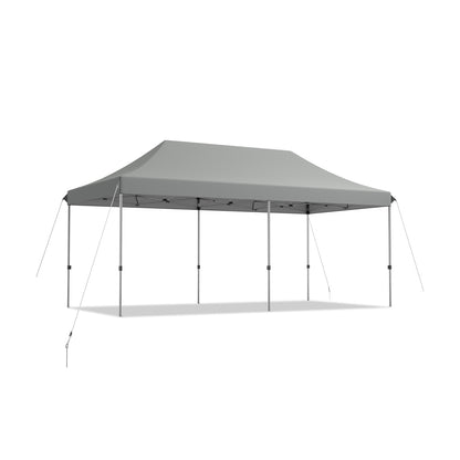 10 x 20 Feet Adjustable Folding Heavy Duty Sun Shelter with Carrying Bag-Blue - Gray