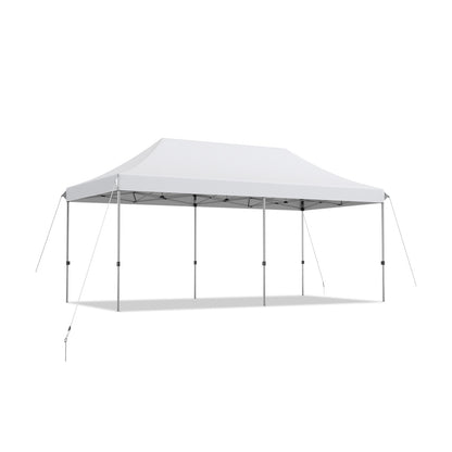 10 x 20 Feet Adjustable Folding Heavy Duty Sun Shelter with Carrying Bag-Blue - White