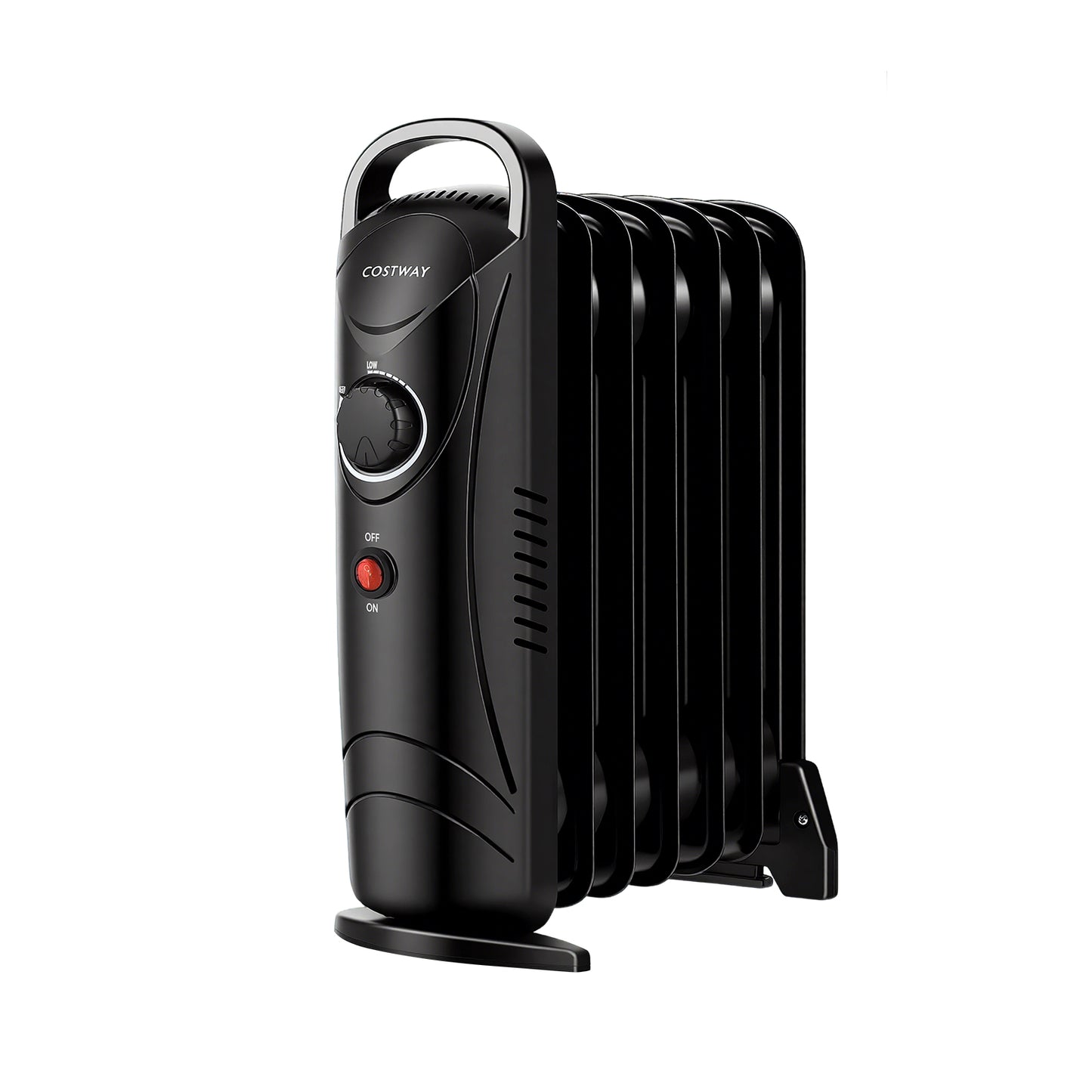 700W Electric Oil Filled Radiator Heater with Adjustable Thermostat-Black