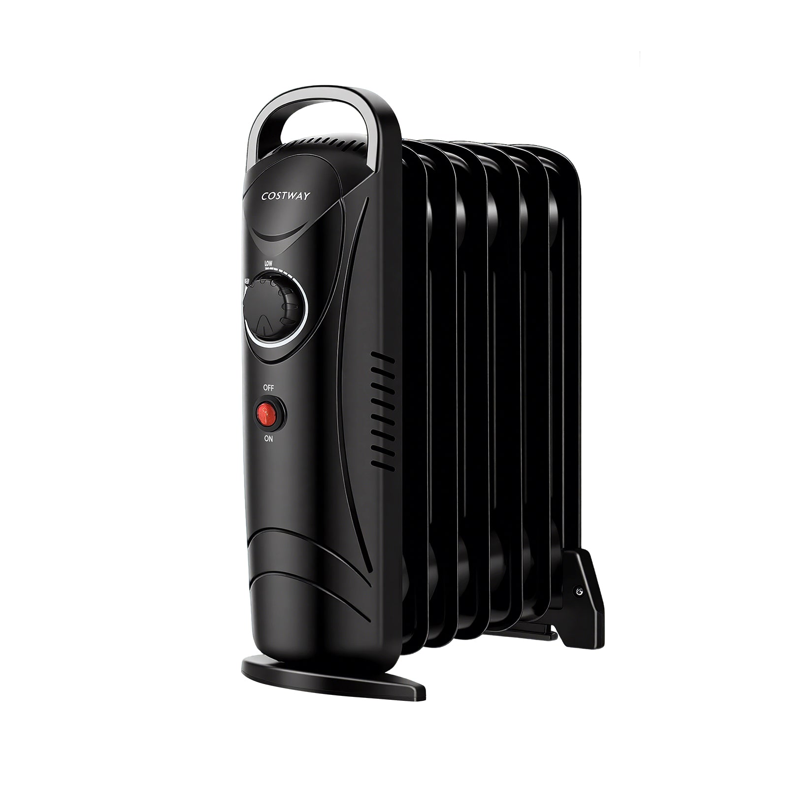 700W Electric Oil Filled Radiator Heater with Adjustable Thermostat-Black