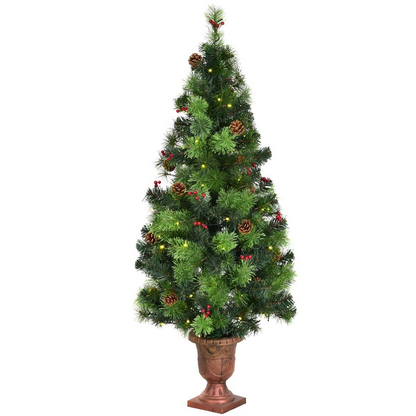 LED Christmas Tree with Red Berries Pine Cones-5ft