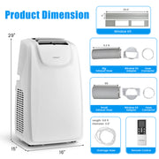 12000 BTU Dual Hose Portable Air Conditioner with Remote Control-White